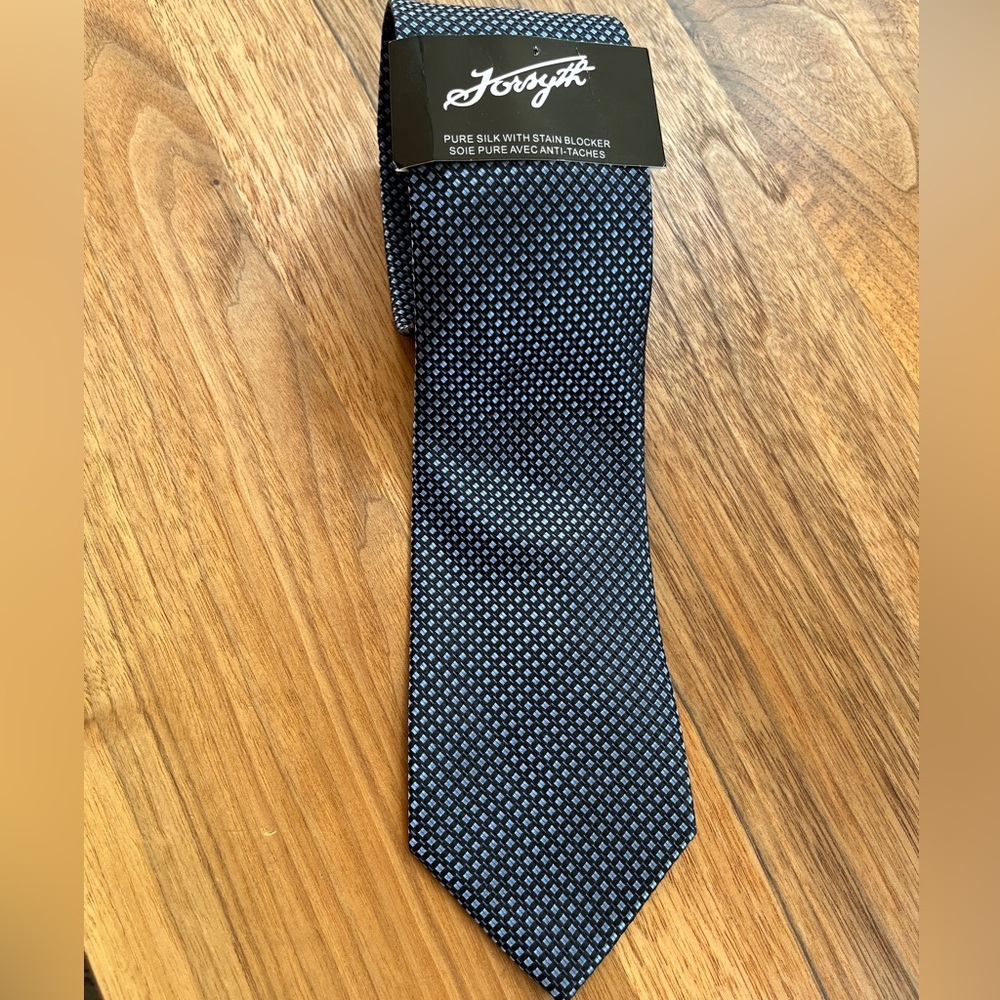 FORSYTH 100% Silk Neck Tie Blue Tiny Squares Pattern Business Event Office NWT